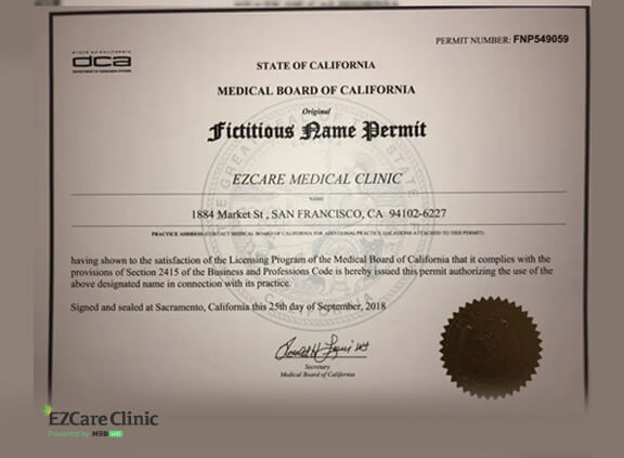 EzCare Medical Clinic Business Medical License